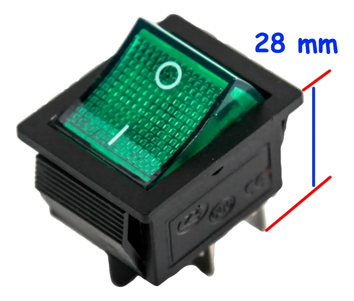 Llave Tecla 4C 4 Patas Con Luz ON/OFF 15A 250V HTEC X10 - Imagen 3